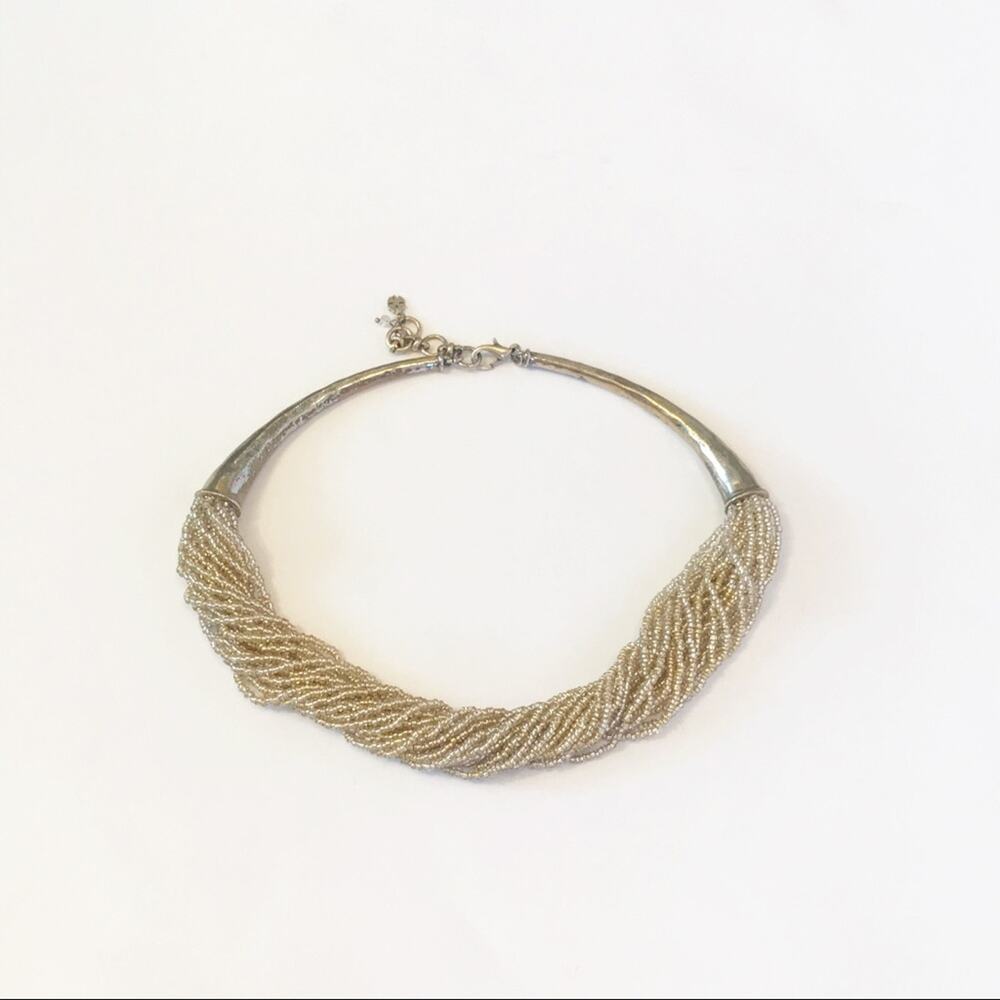 Lucky Brand Multi Strand Seed Bead Torsade Collar Necklace Gold - Picture 6 of 6